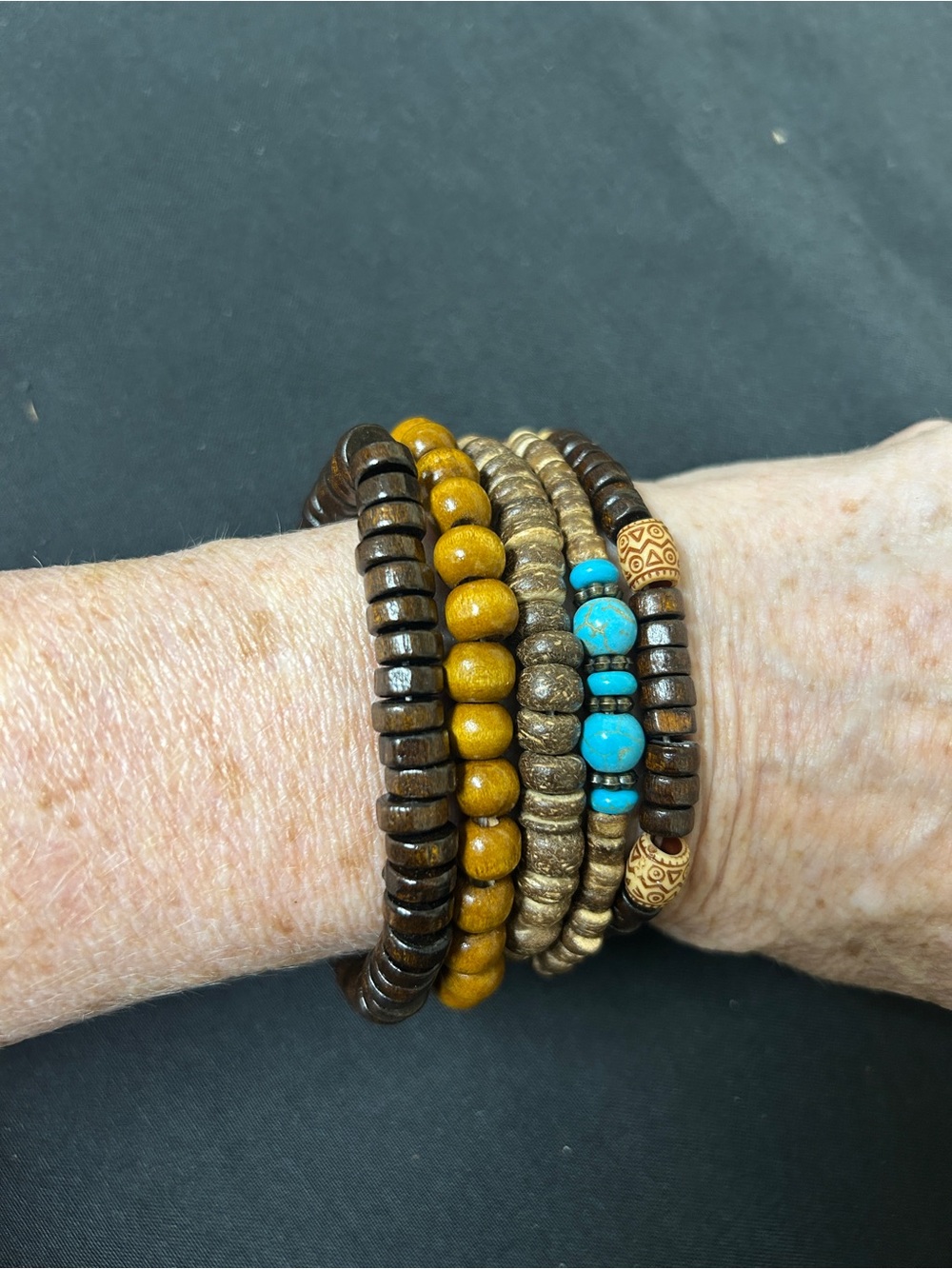 3/$15 Bohemian Stackable Wooden Beaded Bracelet Set